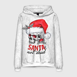 Толстовка-худи мужская Santa is not dead, skull in red hat, цвет: 3D-белый