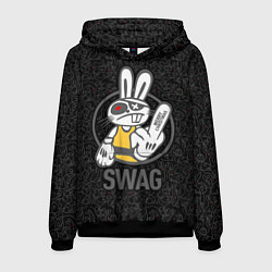 Толстовка-худи мужская SWAG, bad rabbit, merry Christmas, цвет: 3D-черный