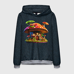 Толстовка-худи мужская Сказочный домик из гриба, цвет: 3D-меланж