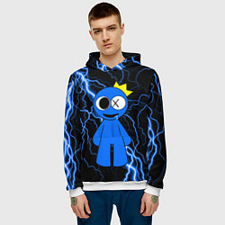 Толстовка-худи мужская Радужные друзья Синий молния, цвет: 3D-белый — фото 2