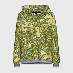 Толстовка-худи мужская Винтажные ветви оливок, цвет: 3D-меланж