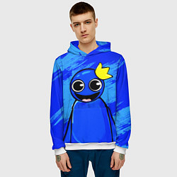 Толстовка-худи мужская Радужные друзья: веселый Синий, цвет: 3D-белый — фото 2