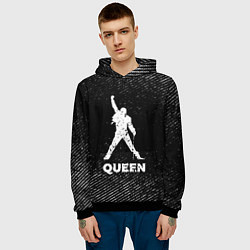 Толстовка-худи мужская Queen с потертостями на темном фоне, цвет: 3D-черный — фото 2