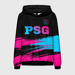 Мужская толстовка PSG - neon gradient: символ сверху