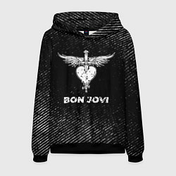 Мужская толстовка Bon Jovi с потертостями на темном фоне