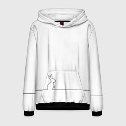 Толстовка-худи мужская Кролик минимализм, цвет: 3D-черный