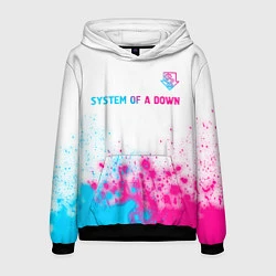 Толстовка-худи мужская System of a Down neon gradient style: символ сверх, цвет: 3D-черный