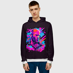 Толстовка-худи мужская Jason Statham - pop art, цвет: 3D-белый — фото 2