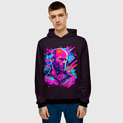 Толстовка-худи мужская Jason Statham - pop art, цвет: 3D-черный — фото 2