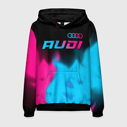 Толстовка-худи мужская Audi - neon gradient: символ сверху, цвет: 3D-черный