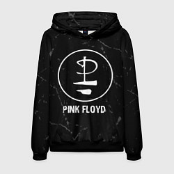 Толстовка-худи мужская Pink Floyd glitch на темном фоне, цвет: 3D-черный