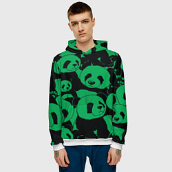 Толстовка-худи мужская Panda green pattern, цвет: 3D-белый — фото 2