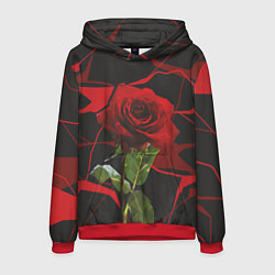 Толстовка-худи мужская Одинокая красная роза, цвет: 3D-красный