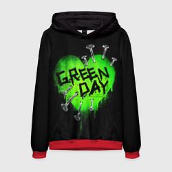 Толстовка-худи мужская Green day heart nails, цвет: 3D-красный