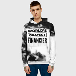 Толстовка-худи мужская Worlds okayest financier - white, цвет: 3D-белый — фото 2