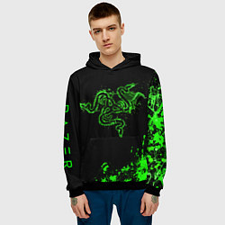 Толстовка-худи мужская Razer брызги, цвет: 3D-черный — фото 2