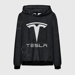 Мужская толстовка Tesla логотип - матовое стекло