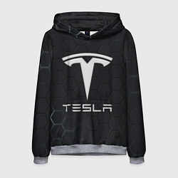 Мужская толстовка Tesla логотип - матовое стекло