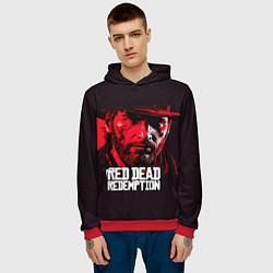 Толстовка-худи мужская Артур Морган, портрет, цвет: 3D-красный — фото 2