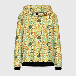 Толстовка-худи мужская Денежные знаки, цвет: 3D-черный
