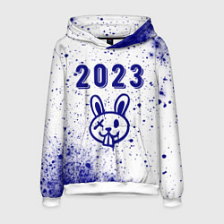 Толстовка-худи мужская 2023 Кролик в стиле граффити на светлом, цвет: 3D-белый