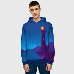 Толстовка-худи мужская Маяк в ночи, цвет: 3D-синий — фото 2