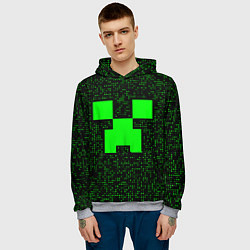 Толстовка-худи мужская Minecraft green squares, цвет: 3D-меланж — фото 2