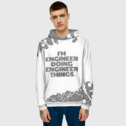 Толстовка-худи мужская Im doing engineer things: на светлом, цвет: 3D-белый — фото 2