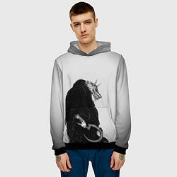 Толстовка-худи мужская Хоррор волк, цвет: 3D-черный — фото 2