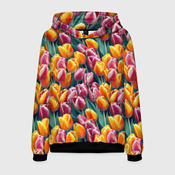 Толстовка-худи мужская Роскошные тюльпаны, цвет: 3D-черный