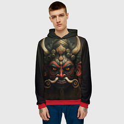 Толстовка-худи мужская Индейская страшная маска, цвет: 3D-красный — фото 2