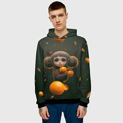 Толстовка-худи мужская Милая девушка с мандаринами, цвет: 3D-черный — фото 2