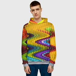 Толстовка-худи мужская Абстрактные разноцветные волны, цвет: 3D-меланж — фото 2