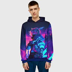 Толстовка-худи мужская Cyber boy Genshin, цвет: 3D-синий — фото 2
