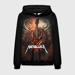 Толстовка-худи мужская Metallica гитара и логотип, цвет: 3D-черный