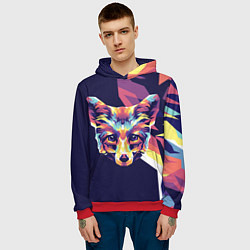 Толстовка-худи мужская Голова лисенка в стиле поп-арт, цвет: 3D-красный — фото 2