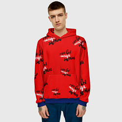 Толстовка-худи мужская Мне все можно паттерн на красном, цвет: 3D-синий — фото 2