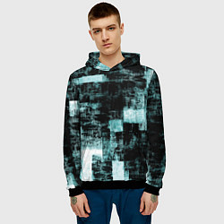 Толстовка-худи мужская Абстракт голубой на чёрном, цвет: 3D-черный — фото 2