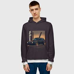 Толстовка-худи мужская Volkswagen Golf class, цвет: 3D-белый — фото 2