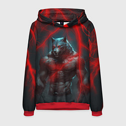 Толстовка-худи мужская Брутальный оборотень, цвет: 3D-красный