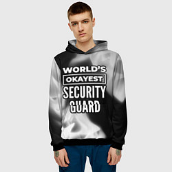 Толстовка-худи мужская Worlds okayest security guard - dark, цвет: 3D-черный — фото 2