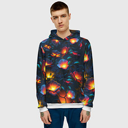 Толстовка-худи мужская Светящиеся цветы, цвет: 3D-белый — фото 2
