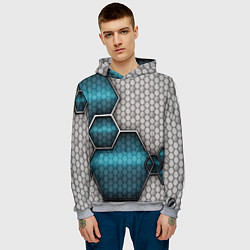 Толстовка-худи мужская Cyber texture abstraction, цвет: 3D-меланж — фото 2