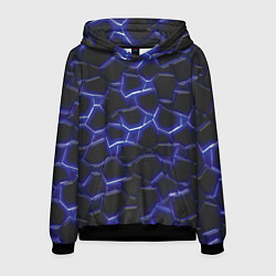 Толстовка-худи мужская Синий неон и плиты, цвет: 3D-черный