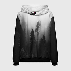 Толстовка-худи мужская Красивый лес и туман, цвет: 3D-черный