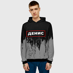 Толстовка-худи мужская Денис - в рамке красного цвета, цвет: 3D-черный — фото 2