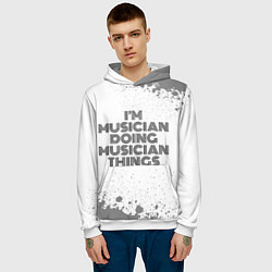 Толстовка-худи мужская I am doing musician things, цвет: 3D-белый — фото 2