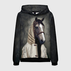 Толстовка-худи мужская Конь в пальто в прямом смысле, цвет: 3D-черный