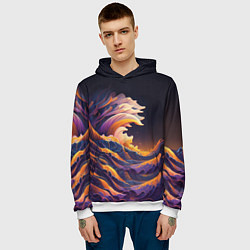 Толстовка-худи мужская Красочная волна, цвет: 3D-белый — фото 2