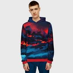 Толстовка-худи мужская Абстрактное небо на закате, цвет: 3D-красный — фото 2